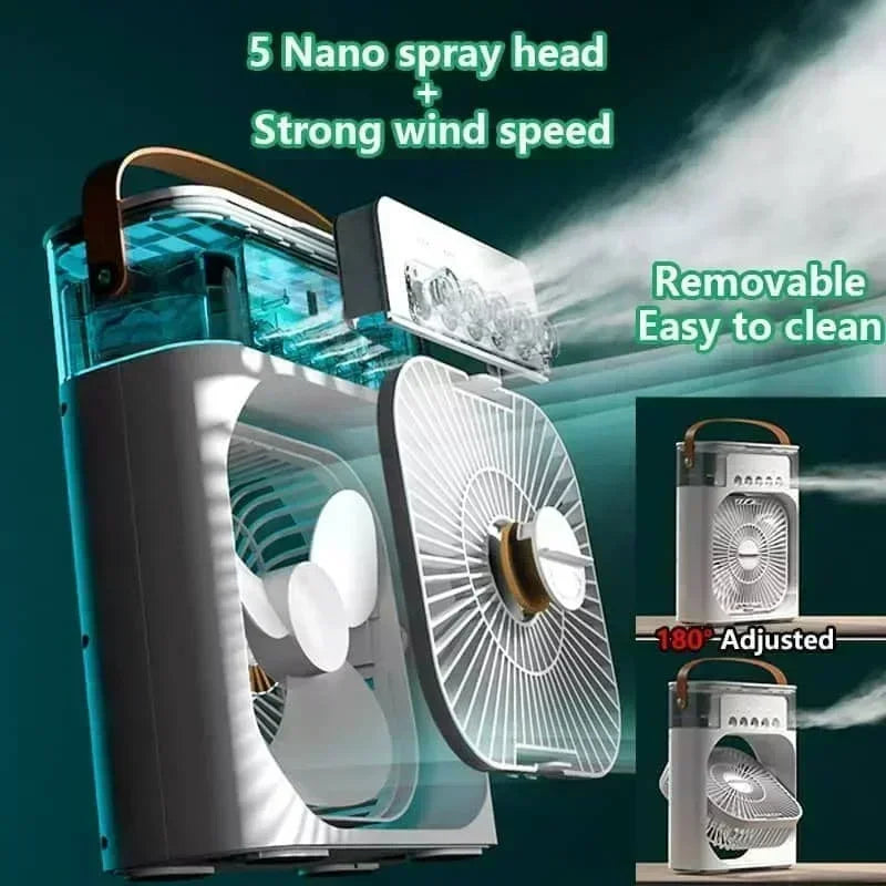 CooliPop™ 3-in-1 Air Cooler Fan – Mist Spray, LED Light & Humidifier