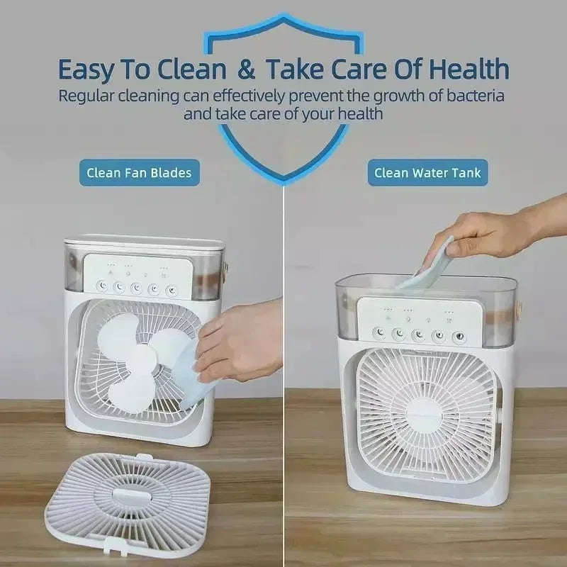 CooliPop™ 3-in-1 Air Cooler Fan – Mist Spray, LED Light & Humidifier