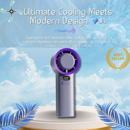 CooliPop™ AuraFan: The Smart Way to Stay Cool - Foldable, Digital, and Power-Packed!