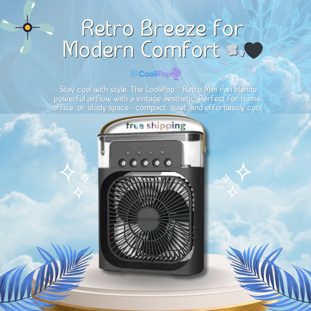 CooliPop™ 3-in-1 Air Cooler Fan – Mist Spray, LED Light & Humidifier