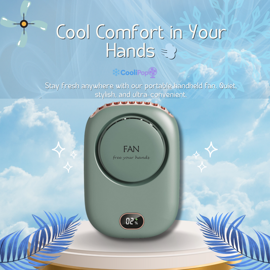 CooliPop™ BreezeBand – Hands-Free Wearable Neck Fan with Digital Display