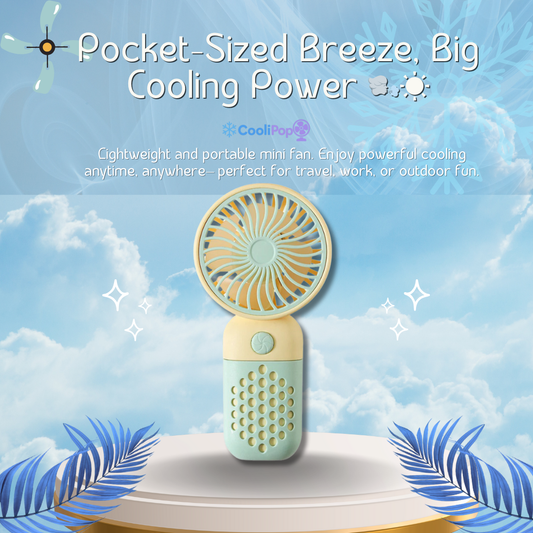 CooliPop™ Pastel Breeze – Portable Mini Fan with USB Rechargeable Battery